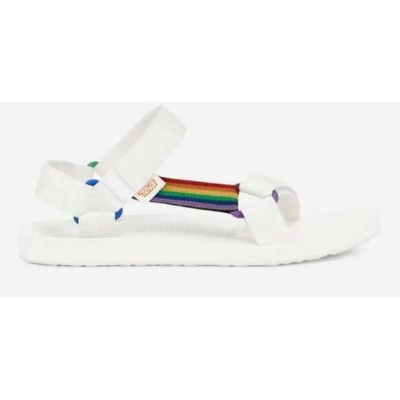 Teva Original Universal Pride Sandals in White Rainbow - Picture 1 of 6